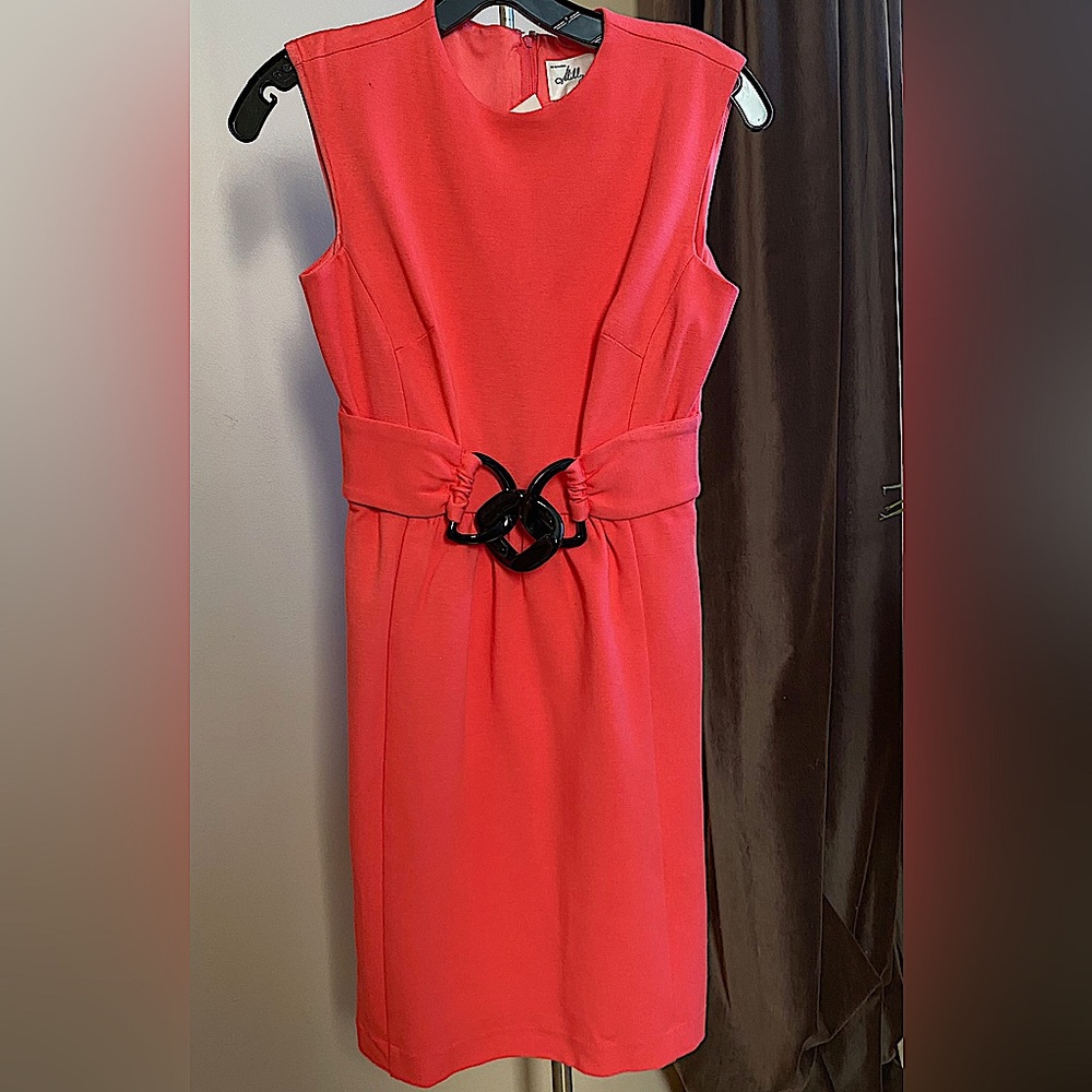 Milly of New York Salmon color dress with black buckle.